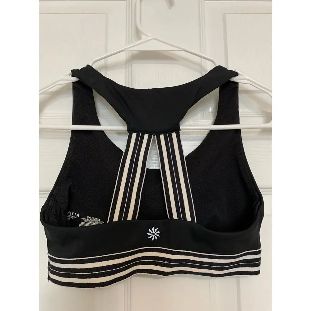 Athleta black and white contrast strap sport bra XS